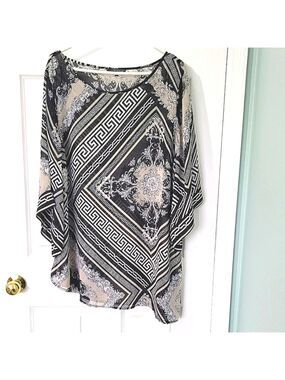 Plus Size 18 Addition Elle Women's Pull-Over Geo Print Blouse